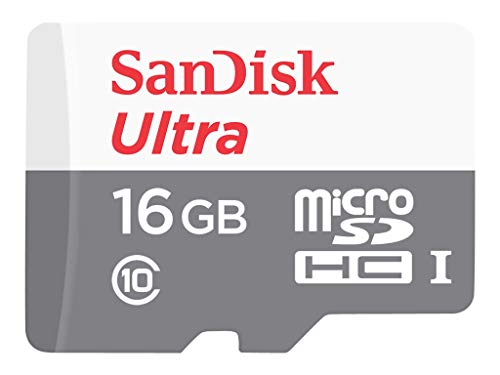Tarjeta de Memoria SanDisk Ultra Android microSDHC de 16 GB con hasta 80 MB/s y Class 10, Rojo Lata (SDSQUNS-016G-GN3MN)