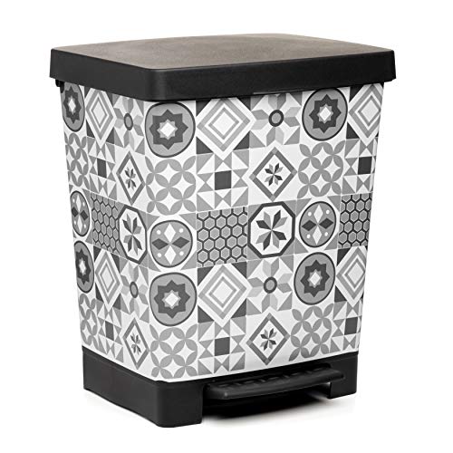 TATAY Cubik Hydraulic Cubo de Basura para la Cocina con Apertura a Pedal, Capacidad para 23 litros, Fabricado en plástico Polipropileno, Gris/Blanco, 35.5 x 30 x 39 cm TATAY Cubik Hydraulic Cubo de Basura para la Cocina con Apertura a Pedal, Capacidad para 23 litros, Fabricado en plástico Polipropileno, Gris/Blanco, 35.5 x 30 x 39 cm