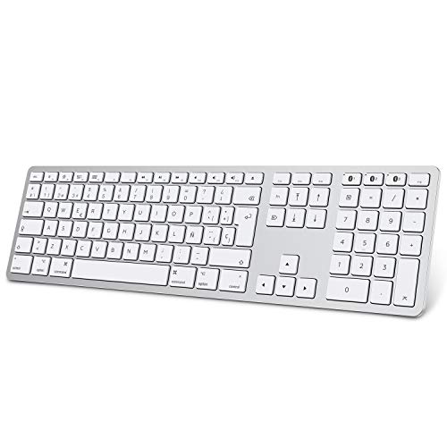 Teclado Inalambrico para MAC OS ( Macbook, Mac Mini, iMac, Mac Pro), Teclado Recargable, Teclado Bluetooth para MAC OS, OMOTON, 3 Bluetooths,