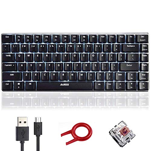 Teclado mecánico, AK33 Teclado mecánico para juegos con cable USB retroiluminado con LED blanco, Teclado compacto para juegos de 82 teclas con teclas anti-efecto fantasma(interruptor marrón, negro) Teclado mecánico, AK33 Teclado mecánico para juegos con cable USB retroiluminado con LED blanco, Teclado compacto para juegos de 82 teclas con teclas anti-efecto fantasma(interruptor marrón, negro)