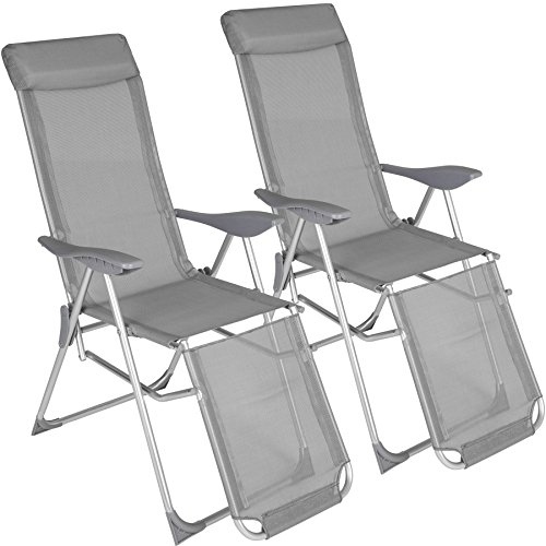 TecTake 2X Sillón de Aluminio Plegable de Jardin | Respaldo y Parte de los pies Ajustable en 5 Posiciones | (Largo x Ancho x Alto): Aprox. 146,5 x 59 x 117,5 cm TecTake 2X Sillón de Aluminio Plegable de Jardin | Respaldo y Parte de los pies Ajustable en 5 Posiciones | (Largo x Ancho x Alto): Aprox. 146,5 x 59 x 117,5 cm