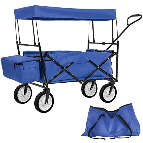 TecTake Carro de Mano Plegable con Techo carretillade Transporte para Utensilios Azul (Azul | No. 402316)