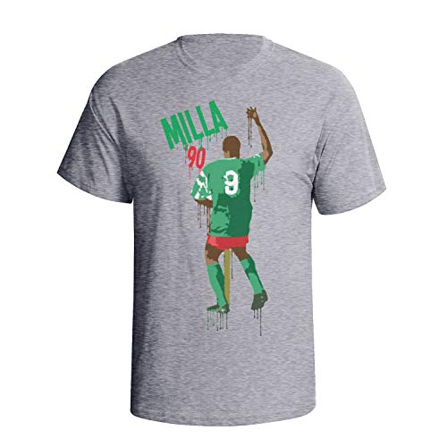 TeeSpirit Mens Football Legend Organic Cotton T-Shirt Roger Milla Cameroon Graffiti Style