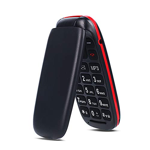 Teléfono Móvil con Tapa para Personas Mayores, Ukuu 800mAh Móvil para Mayores Teclas Grandes gsm Dual SIM Fácil de Usar para Ancianos Negro