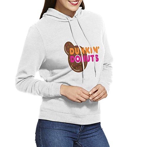 Tengyuntong Hombre Sudaderas con Capucha, Sudaderas, Women's Hooded Sweatshirt Pullover Dunkin-Donuts Cool Personality Design White