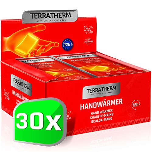 TerraTherm Calentadores de Manos, calienta Bolsillos para 12 Horas de Manos Calientes, Almohadillas térmicas activadas por Aire, 100% Calor Natural, calienta Manos, 30 Pares