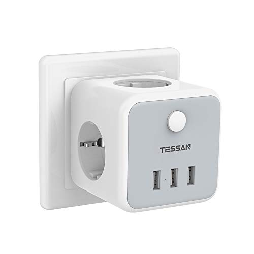 TESSAN Enchufe USB, 6 en 1 Powercube Ladron Enchufes Triple con 3 puertos USB(3A),Cubo Enchufe Multiple Pared con Interruptor, Cargador USB Compatible con iPhone, iPad, Ladron USB para Hogar Oficina TESSAN Enchufe USB, 6 en 1 Powercube Ladron Enchufes Triple con 3 puertos USB(3A),Cubo Enchufe Multiple Pared con Interruptor, Cargador USB Compatible con iPhone, iPad, Ladron USB para Hogar Oficina