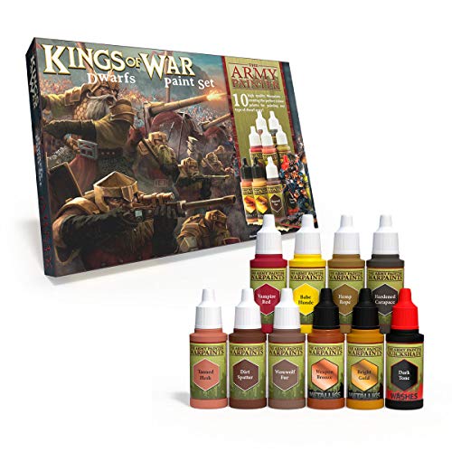 The Army Painter ? | King of War Dwarfs Paint Set | 10 Colores Acrílicos para la Pintura de Huestes de Enanos y Sus Máquinas de Guerra | Pintura de Modelos en Miniatura Wargames