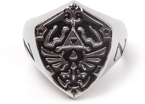 The Legend of Zelda Ring Hyrule Signet Metal Shield Silver-L