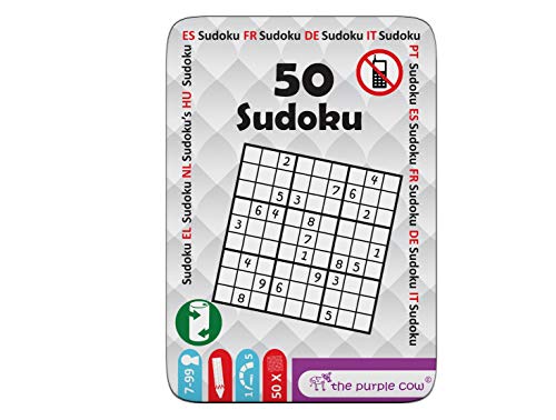 The Purple Cow- The “50” Series - Juego To Go - 50 Sudoku Puzzles Diferentes para niños 7+ , color/modelo surtido