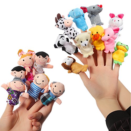 ThinkMax 16 Piezas Marionetas de Dedo Animales y Familias para Niños Bebe ThinkMax 16 Piezas Marionetas de Dedo Animales y Familias para Niños Bebe