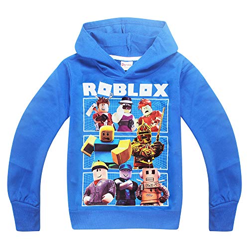 Thombase Niños Roblox Jugador Pull-Over Sudaderas con Capucha Red Nose Day Cool Juego Pull-Over para Adolescent (Azul, 140 (7-8 años))