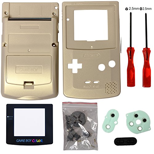 Timorn Completo Vivienda Shell Case Cover Reemplazo para GBC Gameboy Color (Oro) Timorn Completo Vivienda Shell Case Cover Reemplazo para GBC Gameboy Color (Oro)