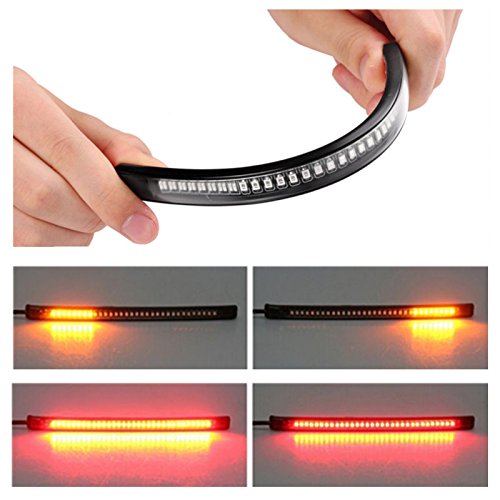 Tira LED ZHUOTOP para luz de freno o señal de giro de motocicleta con 48 LED, universal y flexible Tira LED ZHUOTOP para luz de freno o señal de giro de motocicleta con 48 LED, universal y flexible