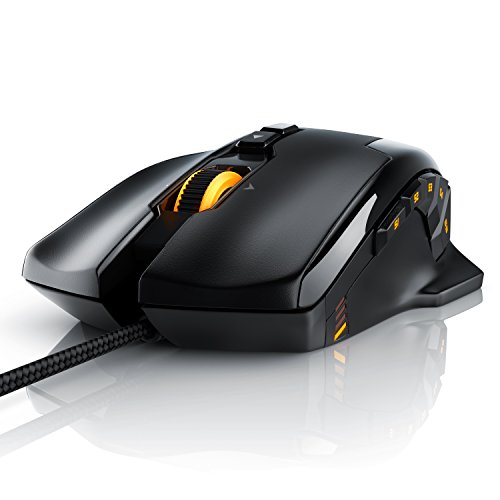 titanwolf - 10800 DPI Ratón - MMO gaming laser mouse - 12 teclas programables - LED - Mode Macro - incluidos CD de software - diseño ergonómico - ajuste Fin del peso 6 x 4 g - para diestros