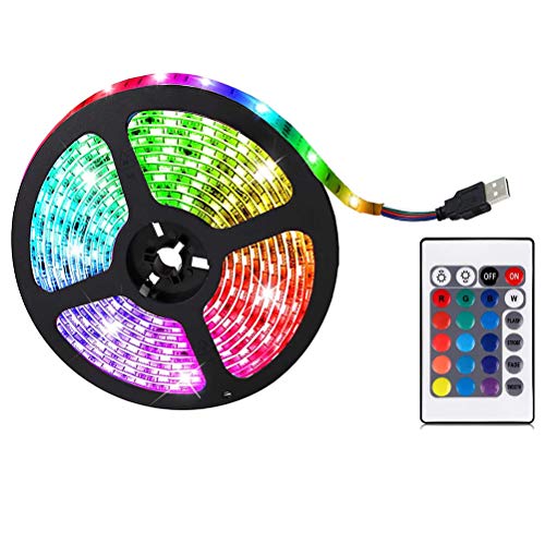 Tixiyu - Tira de luces LED RGB de 0,5 m, USB, 16 colores cambiantes, mando a distancia con 24 teclas Tixiyu - Tira de luces LED RGB de 0,5 m, USB, 16 colores cambiantes, mando a distancia con 24 teclas