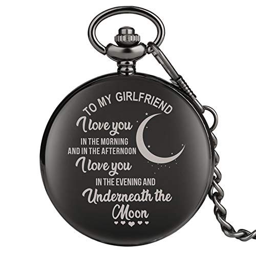 To My Girlfriend Design Custom Reloj De Bolsillo De Cuarzo Smooth Black Full Hunter Colgante Colección De Relojes Presente