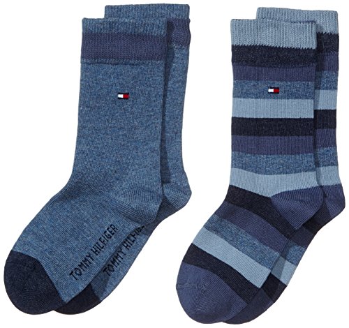 Tommy Hilfiger TH Kids Basic Stripe Sock Pack de 2 Calcetines para Niños, Azul (aqua 443), 35-38 Tommy Hilfiger TH Kids Basic Stripe Sock Pack de 2 Calcetines para Niños, Azul (aqua 443), 35-38