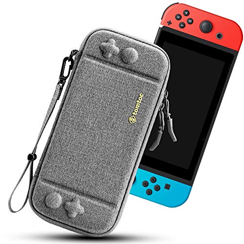 tomtoc Funda Ultra Delgada para Nintendo Switch, Patente Original Estuche Rígido con más Espacio de Almacenamiento para 10 Juegos, Case de Transporte con Protección de Estándar Militar, Gris