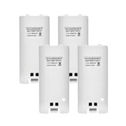 TOOGOO (R) 4 x bateria recargable y cuatro 4 Kit Estacion del cargador del muelle para Wii Remoto controlador Blanca