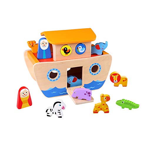 Tooky Toy Juguete de Madera para niños – Arca de Noé con Bloques Coloridos y Animales – 26 x 19 x 14 cm Tooky Toy Juguete de Madera para niños – Arca de Noé con Bloques Coloridos y Animales – 26 x 19 x 14 cm