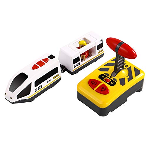 TOYANDONA Juguete Educativo de Tren de Control Remoto Eléctrico para Niños Compatible con Vías de Tren de Madera sin Batería