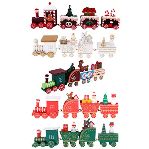 TOYANDONA Mini Caravana Tren Navidad Pequeño Tren de Madera Decoración Cumpleaños Hornear Pastel Coche Artesanía Decorativa