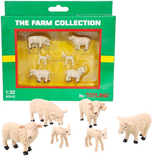 TOYLAND® Pack de 6 Figuras de Animales de ovejas y corderos a Escala 1:32 - The Farm Collection - Figuras de Animales coleccionables TOYLAND® Pack de 6 Figuras de Animales de ovejas y corderos a Escala 1:32 - The Farm Collection - Figuras de Animales coleccionables