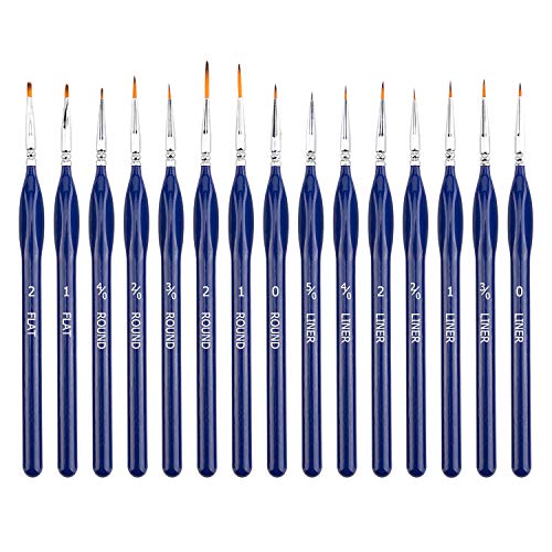 TOYMIS 15 Piezas Juego de Pinceles de Pintura Para Detalles Finos, kit de Pinceles de Pintura para Detalles en Miniatura para Pintura Acrílica, óleo, Acuarela, Rostro, uñas, Dibujo Lineal (Azul) TOYMIS 15 Piezas Juego de Pinceles de Pintura Para Detalles Finos, kit de Pinceles de Pintura para Detalles en Miniatura para Pintura Acrílica, óleo, Acuarela, Rostro, uñas, Dibujo Lineal (Azul)