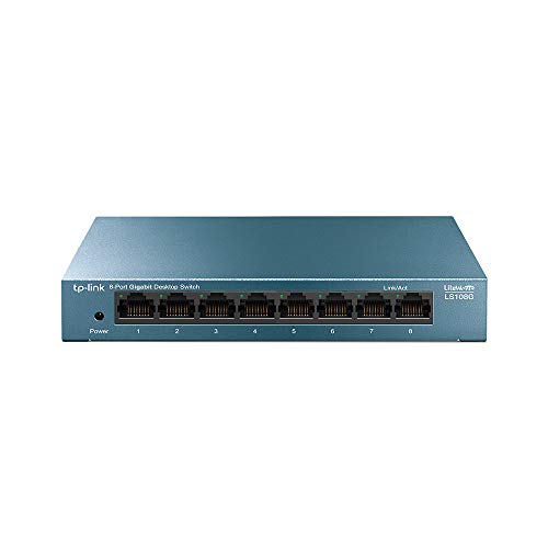 TP-Link LS108G - Switch 8 Puertos (10/100/1000) Switch ethernet, Switch gigabit, Carcasa metálica, Ultraligero con Super disipación de calor, Ahorro de Energía, Silencioso, Sin configuración TP-Link LS108G - Switch 8 Puertos (10/100/1000) Switch ethernet, Switch gigabit, Carcasa metálica, Ultraligero con Super disipación de calor, Ahorro de Energía, Silencioso, Sin configuración