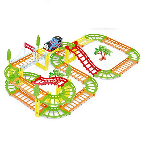 Track Car Toy,rompecabezas de ensamblaje de vagones de rieles intercambiables,46PCS juego de juguetes de rieles de vagones eléctricos de montaje gratuito para niños,regalos de cumpleaños para niños