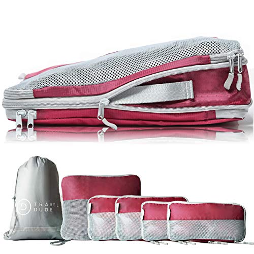 TRAVEL DUDE Organizador de Maletas con Bolsas de Compresión para Equipaje | Bolsas Organizadoras Maleta | Easy Travel | Ultra liviano (Rojo Vino, 7 Piezas) TRAVEL DUDE Organizador de Maletas con Bolsas de Compresión para Equipaje | Bolsas Organizadoras Maleta | Easy Travel | Ultra liviano (Rojo Vino, 7 Piezas)