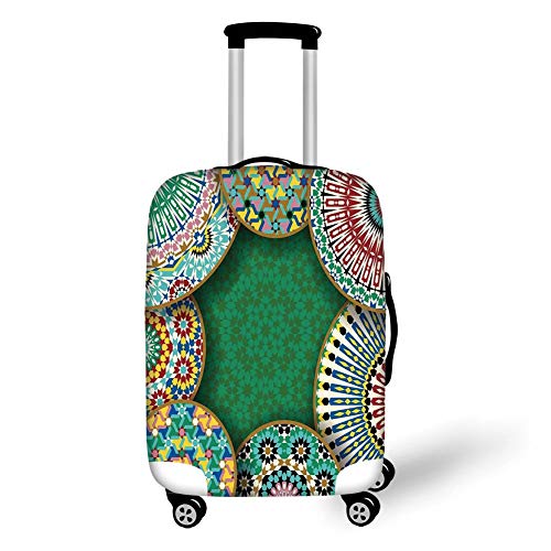 Travel Luggage Cover Suitcase Protector,Moroccan,Oriental Motif with Mix of Hippie Retro Circle Morocco Mosaic Lines Sacred Holy Design,Multi,for Travel,S Travel Luggage Cover Suitcase Protector,Moroccan,Oriental Motif with Mix of Hippie Retro Circle Morocco Mosaic Lines Sacred Holy Design,Multi,for Travel,S