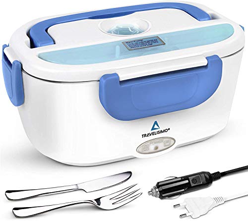 TRAVELISIMO Fiambrera Electrica 2 en 1 para Coche Camión y Trabajo 220V+12V, Calienta Comida en Minutos, Fiambrera Termica Termo Comida Caliente Acero Inoxidable 1.5L 40W, Tupper Electrico Portatil TRAVELISIMO Fiambrera Electrica 2 en 1 para Coche Camión y Trabajo 220V+12V, Calienta Comida en Minutos, Fiambrera Termica Termo Comida Caliente Acero Inoxidable 1.5L 40W, Tupper Electrico Portatil
