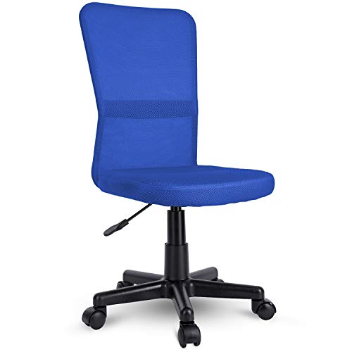 TRESKO Silla de Oficina Escritorio giratoria, Disponible en 7 Variantes de Colores, con Ruedas para Suelos Duros, Regulable en Altura de Forma Continua, Asiento Acolchado, Respaldo ergonómico (Azul)