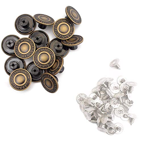 Trimming Shop 17mm Latón Vaqueros Botones Negro Pedrería y Pins con Fijación Herramienta de Mano Jb42 By - Luz Bronce, 20pcs