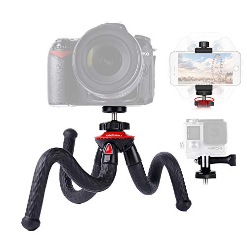 Tripode para Movil, Lammcou Tripode Flexible Mini Gorilla Pod Trípode Portátil+ Rotación 360° Soporte Movil Tripode + Adaptador GoPro, Tripod iphone x 11 Huawei Canon Sony Nikon DSLR Camera Tripod Kit