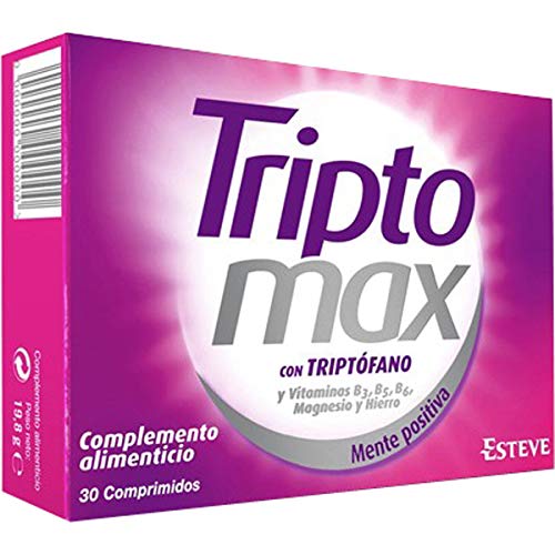 TRIPTOMAX - Complemento Alimenticio para Regular el Estado Anímico, Compuesto de Triptófano + Vitaminas del Grupo B+ Hierro+ Magnesio, 30 Comprimidos TRIPTOMAX - Complemento Alimenticio para Regular el Estado Anímico, Compuesto de Triptófano + Vitaminas del Grupo B+ Hierro+ Magnesio, 30 Comprimidos