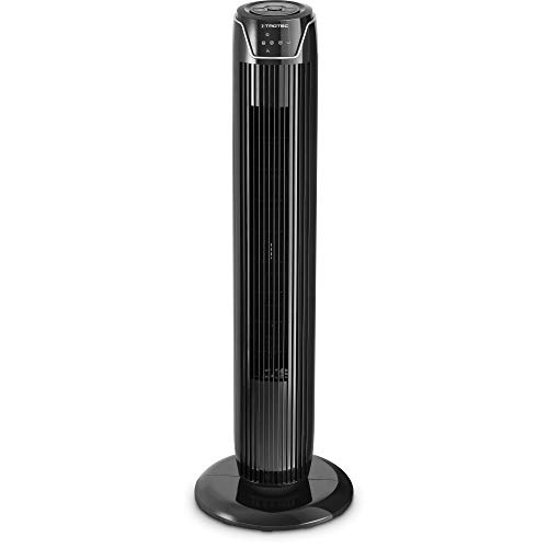 TROTEC Ventilador de Torre TVE 36 T, 45 W, Pantalla LED, Mando a Distancia, 3 Velocidades de Ventilación, Oscilación Automática de 60°, Base de Apoyo Estable y Antideslizante