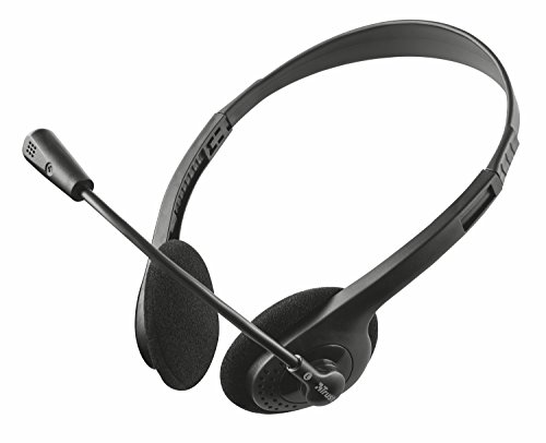 Trust Primo - Auriculares estéreo con micrófono flexible, color negro