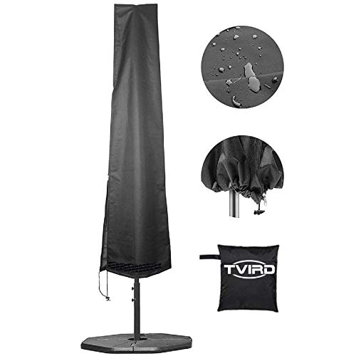 Tvird Funda para Parasol, Funda Sombrilla Jardin, 420D, Impermeable, Antipolvo, Resistente a los Rayos UV, con Bolsa de Almacenamiento,190 x 30 x 50 cm,Negro