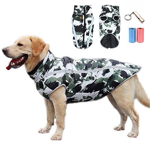 TVMALL Abrigo para Perros Chaqueta abrigadora de Invierno Reflectante Capa de Mascotas Chaleco para Perros Resistente al Viento Traje de esquí para Perros Apto para Perros medianos y Grandes (5XL)