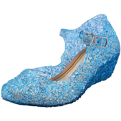 Tyidalin Niña Bailarina Zapatos de Tacón Disfraz de Princesa Zapatilla de Ballet Para 3 a 12 Años Azul EU28-33 (EU 25(Talla del Fabricante 27))