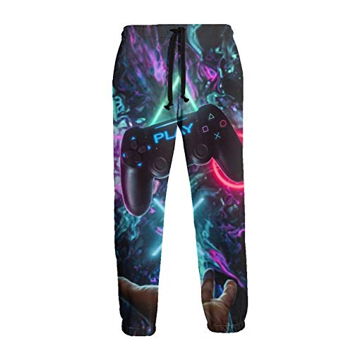 TYUO Pantalones de chándal para hombre con diseño de videojuegos coloridos y pantalones de impresión 3D