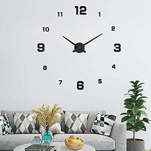 UBaymax Relojes de Pared Pegatina,Relojes Modernos DIY,Reloj de Pared Adhesivo Reloj de Etiqueta de Pared Decoración,llenado Pared Vacía 3D Reloj, Ideal para Oficina Hotel Restaurante(Negro)