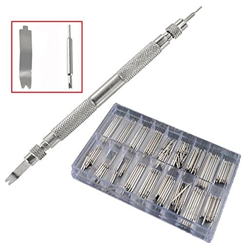 UEETEK 360pcs 8-25mm Watch Band resorte barras enlace pernos resorte barra de acero inoxidable removedor reparación conjunto de herramientas