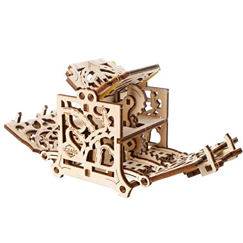 UGEARS Modelo Mecánico Puzzle 3D - Caja para Dados - Caja de Madera Estuche Funda de Transporte para 8 Dados - Maquetas para Construir Adultos para Juegos de Mesa Rompecabezas Adultos