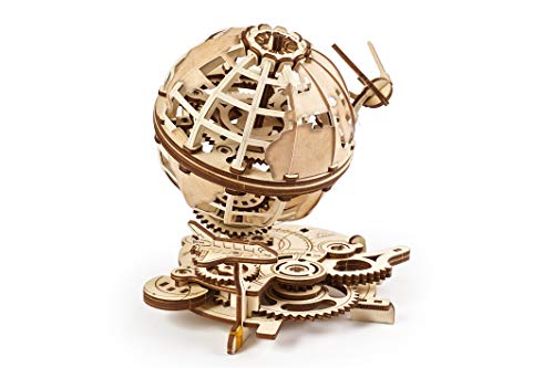 UGEARS Puzzles 3D de Madera - Globo terráqueo Giratorio Modelo mecánico - Rompecabezas para Adultos de Madera 3D - Kits de construcción 3D coleccionables - Maquetas para Construir para Adultos