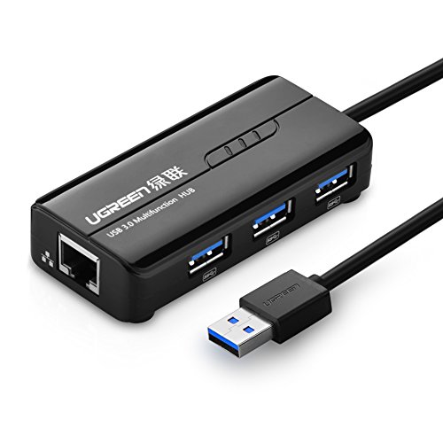 UGREEN Hub USB 3.0 con RJ45 100 Ethernet Compatible con Wii, WiiU,Surface, y Soporte Las Sistema de Windows 10, 8.1, 8, 7, XP, Vista, Mac OS X, Linux, Chrome OS