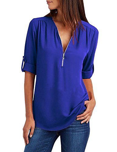 UMIPUBO Blusas y Camisa Mujer Vaquera Sexy Camisetas de Gasa Tops Cremallera Manga Corta Blusas Cuello en V Ropa UMIPUBO Blusas y Camisa Mujer Vaquera Sexy Camisetas de Gasa Tops Cremallera Manga Corta Blusas Cuello en V Ropa